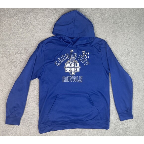 Majestic Other - Majestic Hoodie Kansas City Royals 2015 World Series Mens Large 44 Blue MLB EUC